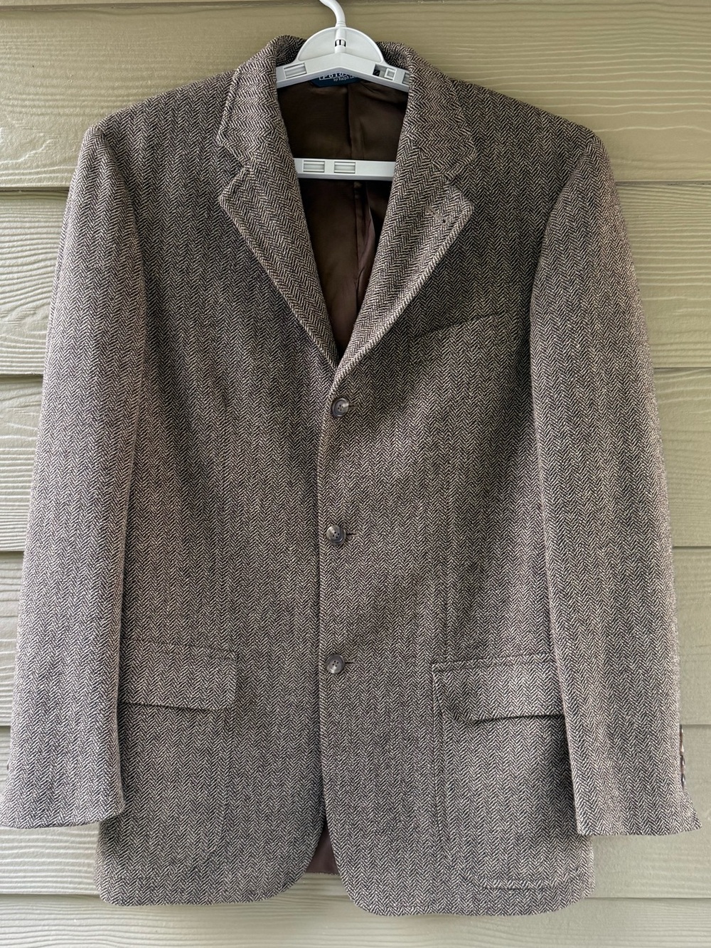 Polo Ralph Lauren Blazer Jacket Mens Sport Coat Wool Blend Herringbone Brown 39R